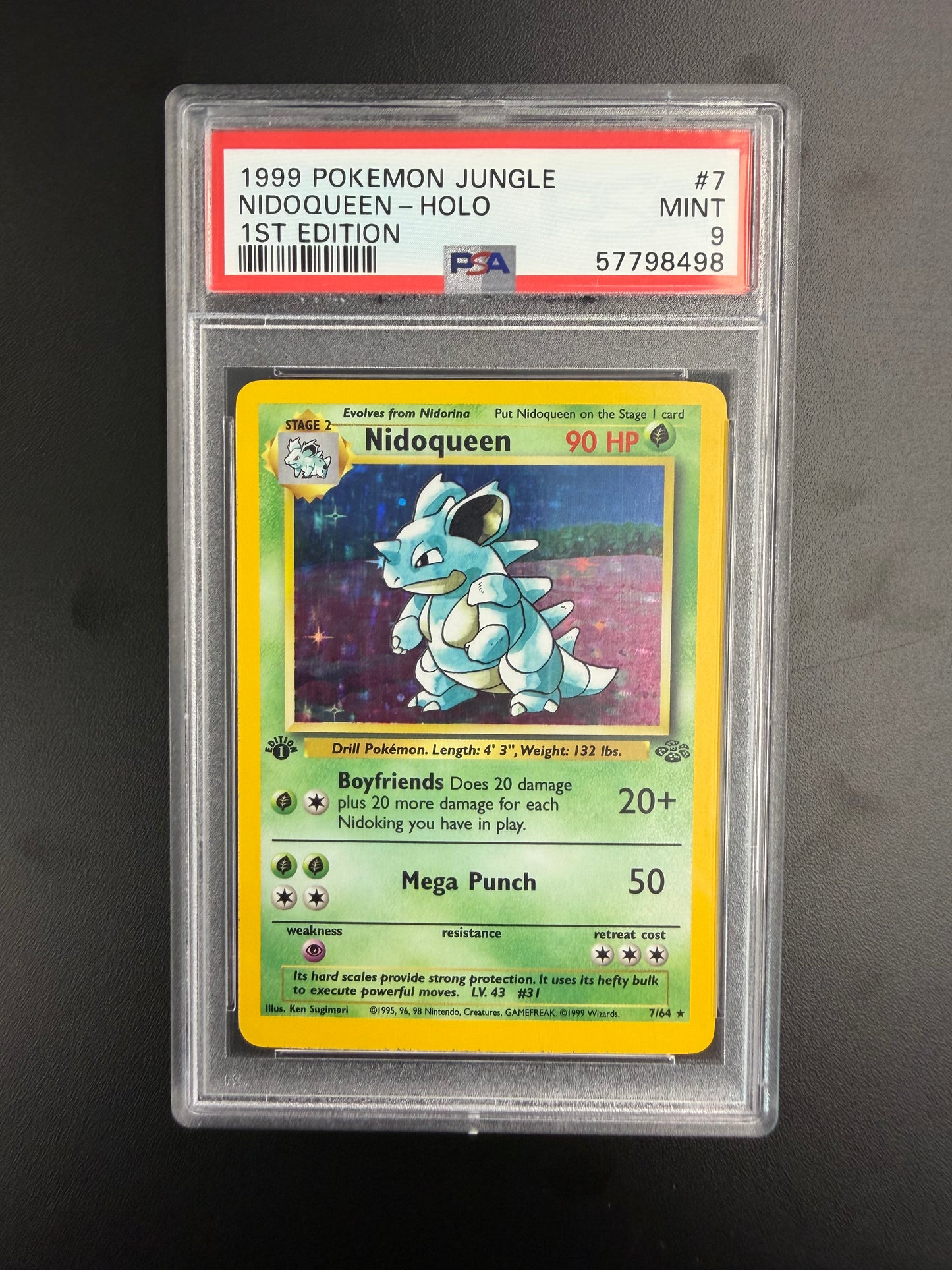 1999 POKEMON JUNGLE NIDOQUEEN-HOLO 1ST EDITION #7 PSA 9