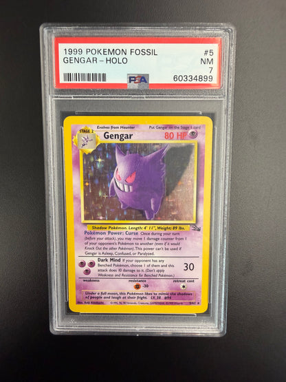 1999 POKEMON FOSSIL GENGAR-HOLO #5 PSA 7