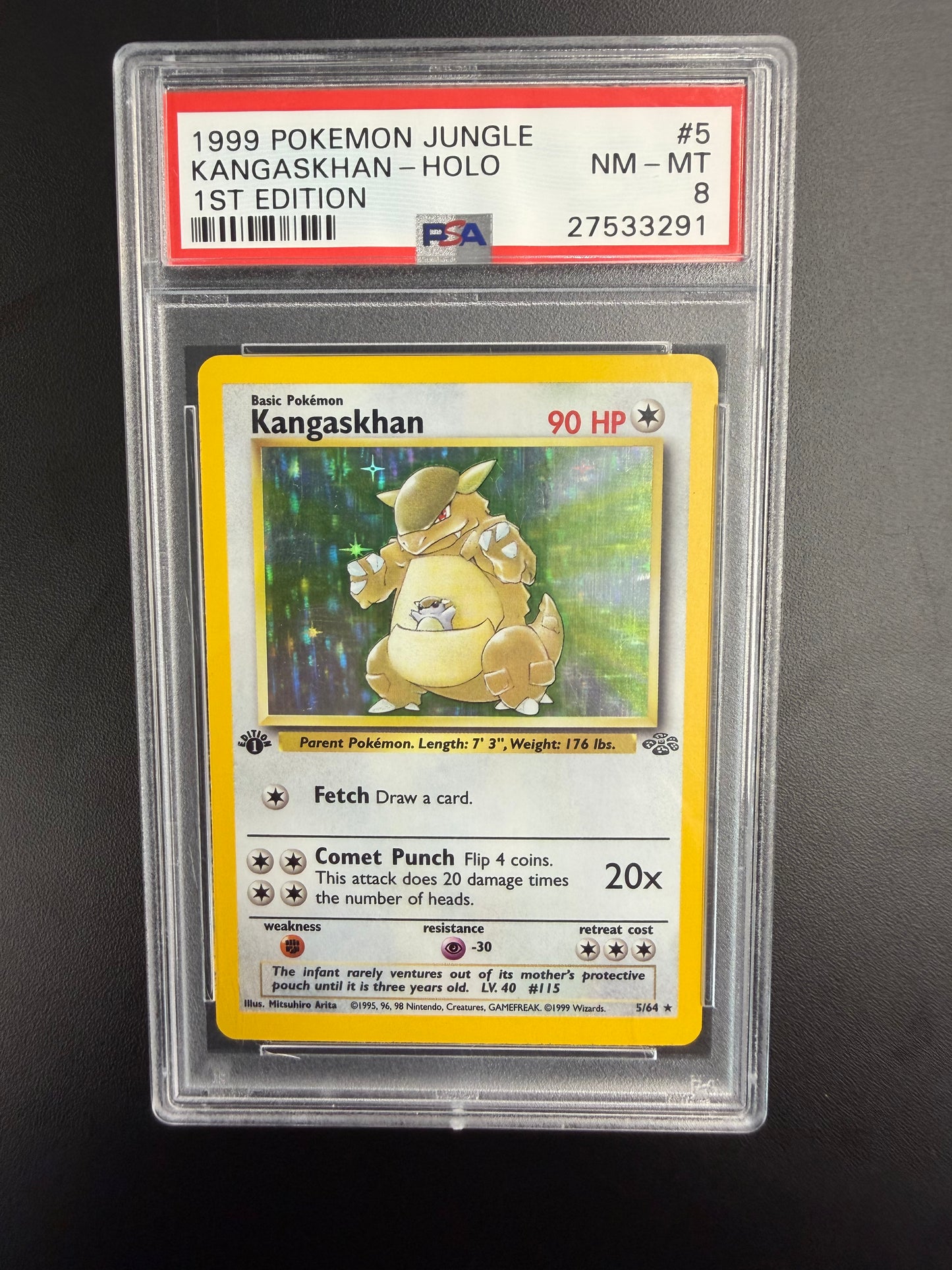 1999 POKEMON JUNGLE KANGASKHAN-HOLO 1ST EDITION #5 PSA 8