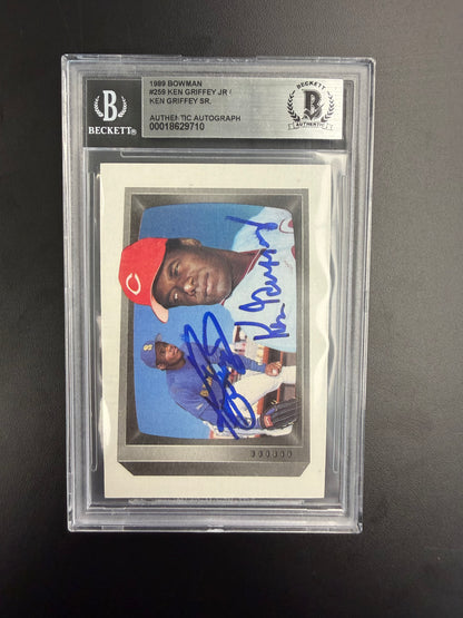 1989 Bowman Ken Griffey Sr./ Ken Griffey Jr. AUTO #259 BGS Authentic AU