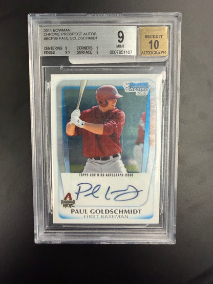 2011 Bowman Chrome Prospect Autographs Paul Goldschmidt BGS 9/10