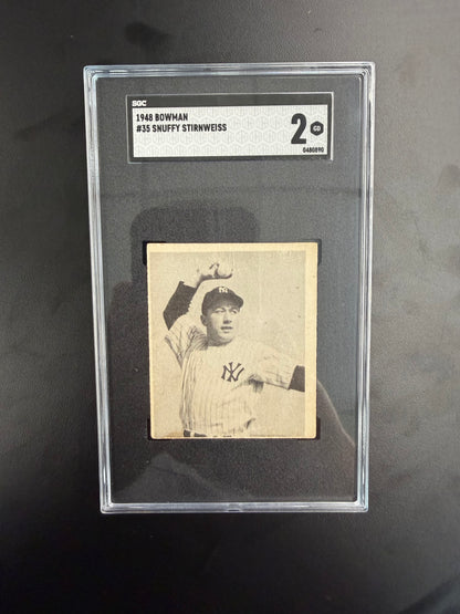 1948 Bowman #35 Snuffy Stirnweiss SGC 2
