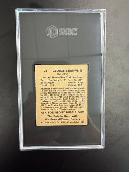 1948 Bowman #35 Snuffy Stirnweiss SGC 2