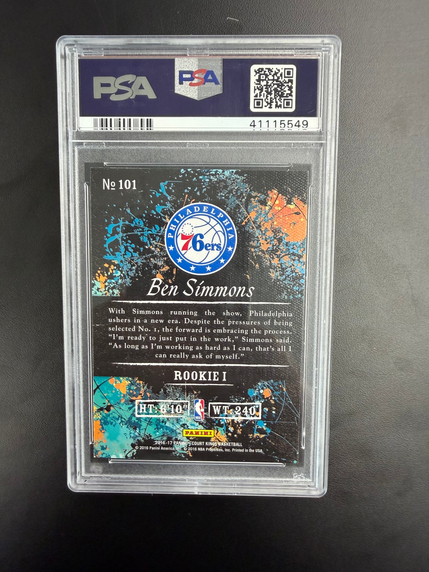 2016 Panini Court Kings #101 Ben Simmons PSA 9