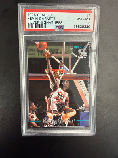 1995 Classic #5 Kevin Garnett Silver Signatures PSA 8