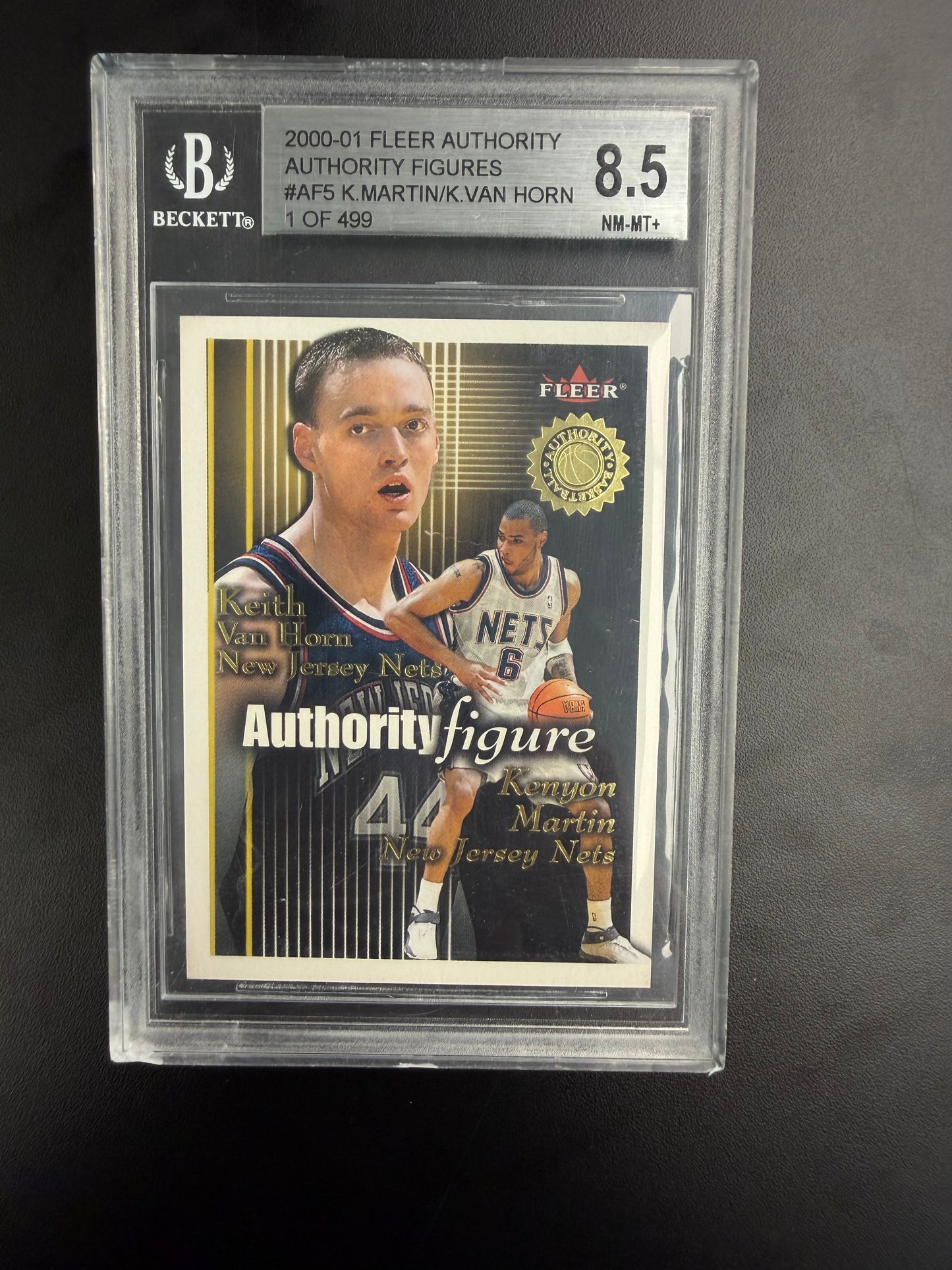 2000-01 Fleer Authority Authority Figures Kenyon Martin Keith Van Horn BGS 8.5