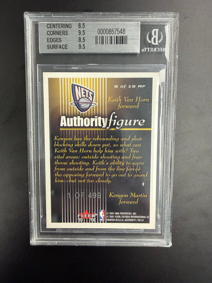 2000-01 Fleer Authority Authority Figures Kenyon Martin Keith Van Horn BGS 8.5