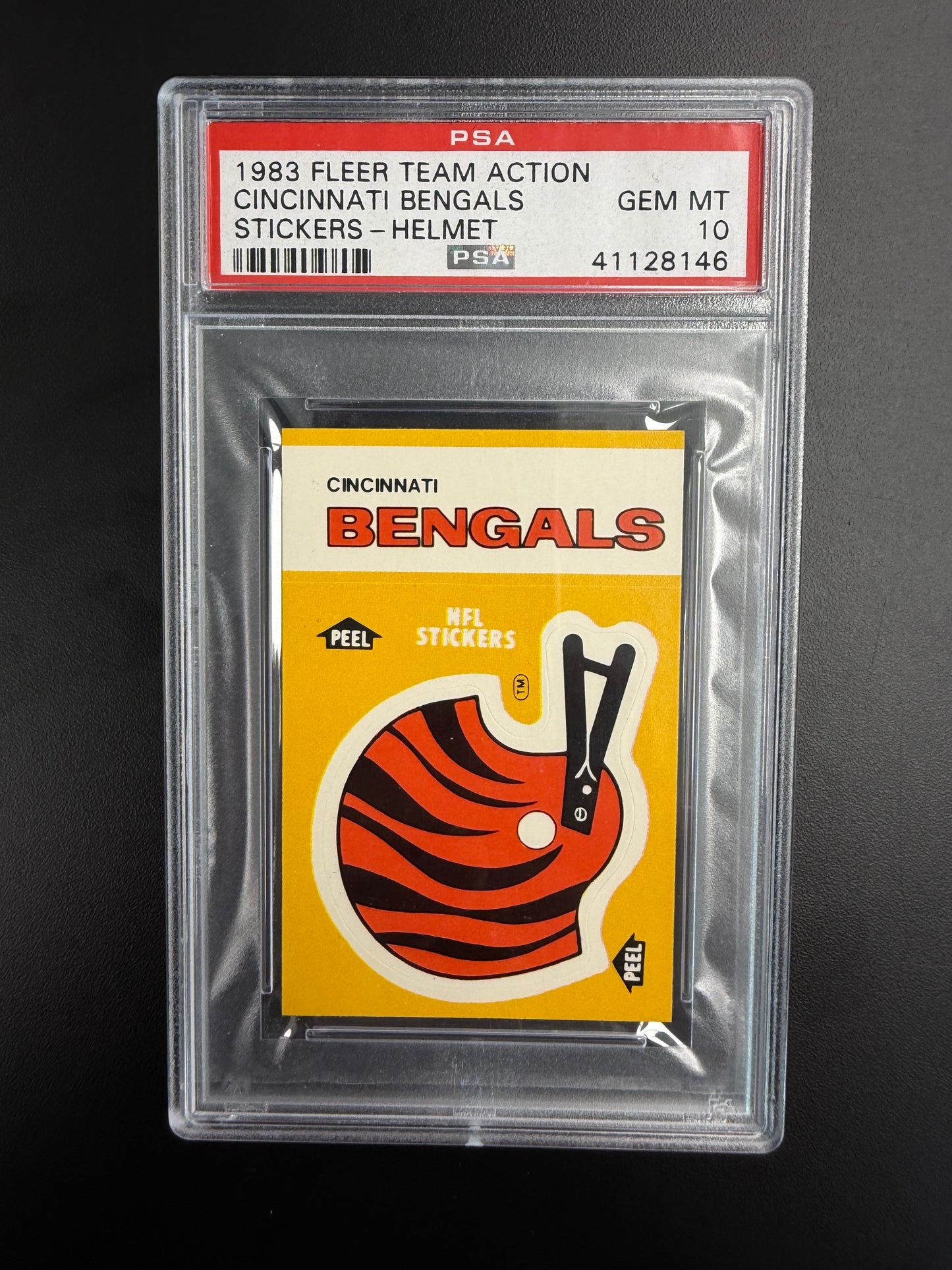 1983 Fleer Team Action Stickers Cincinnati Bengals Helmet PSA 10