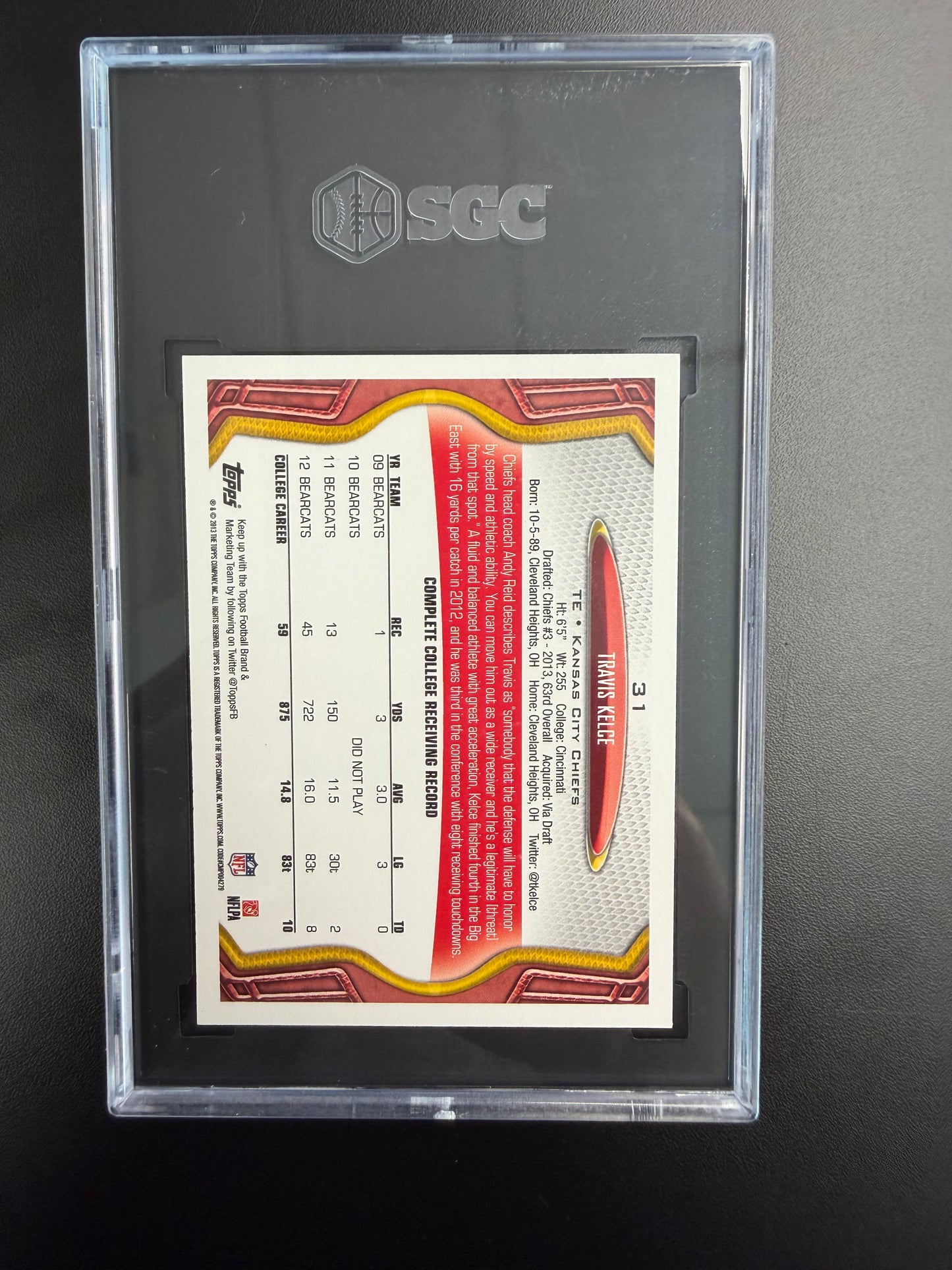 2013 Topps Travis Kelce #31 SGC 10
