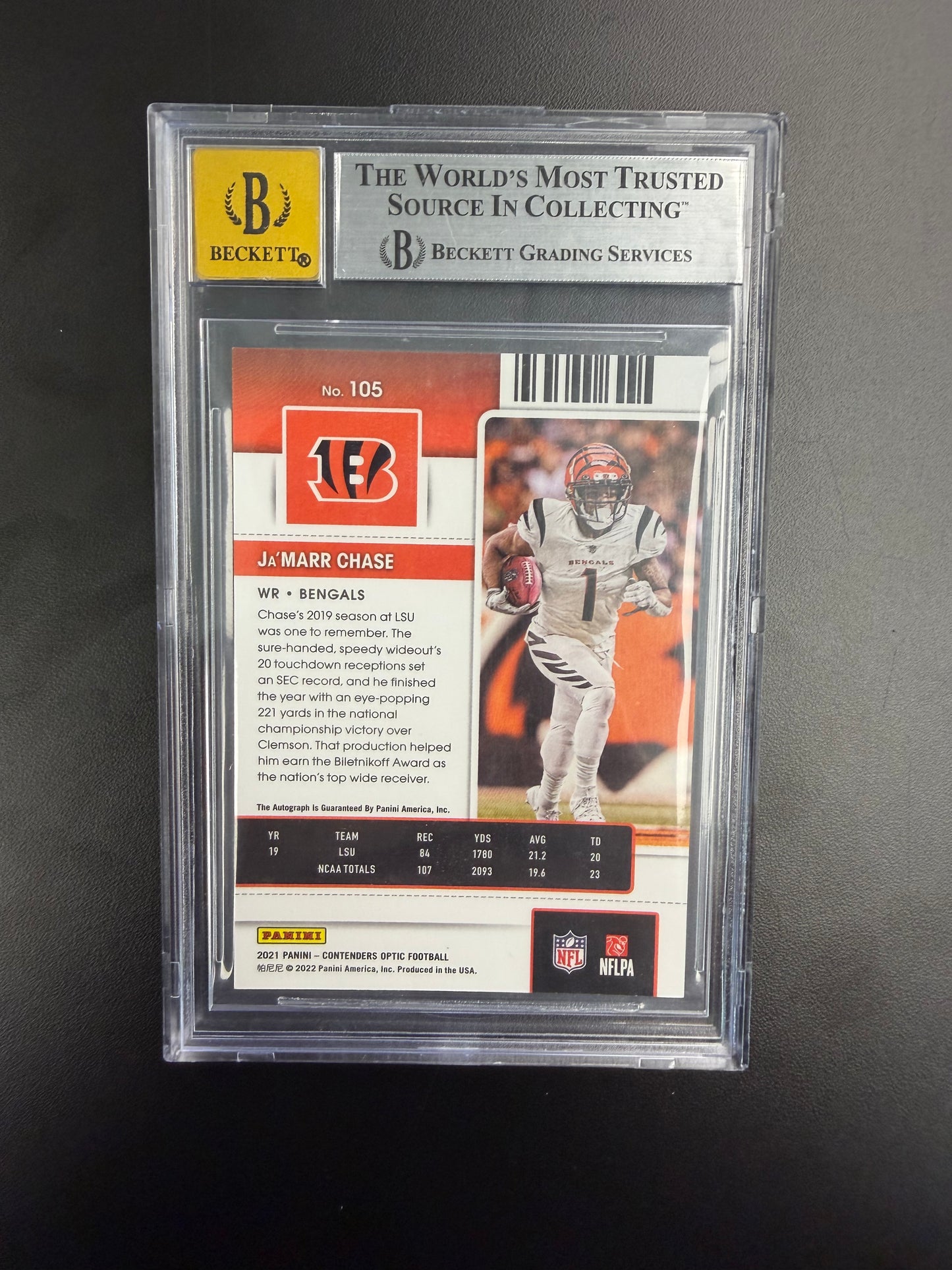 2021 Panini Contenders Optic #105 Ja'Marr Chase BGS 9/10