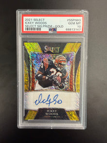 2021 PANINI SELECT SELECT SIGNATURES PRIZM ICKEY WOODS SELECT SIG.PRIZM-GOLD #SSPIWO PSA 10