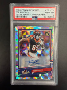 2020 PANINI DONRUSS THE ROOKIES TEE HIGGINS THE ROOKIES-AUTOGRAPH #TR-TH PSA 10