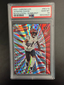 2021 PANINI CHRONICLES REVOLUTION Ja'MARR CHASE REVOLUTION-SUNBURST #REV15 PSA 10