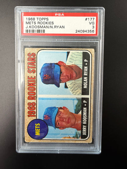 1968 TOPPS METS ROOKIES J.KOOSMAN/N.RYAN #177 PSA 3