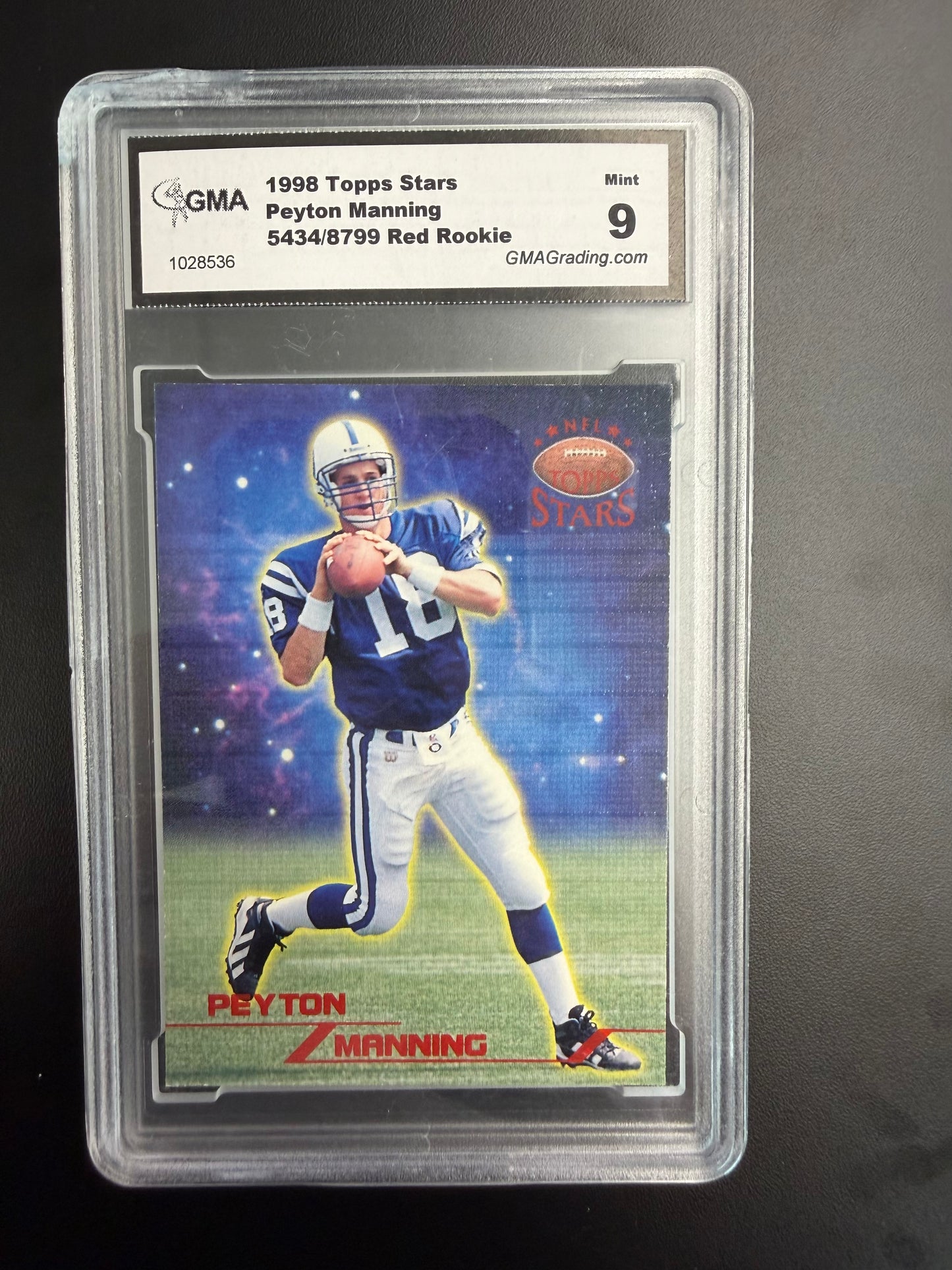 1998 Topps Stars Peyton Manning 5434/8799 Red Rookie GMA 9