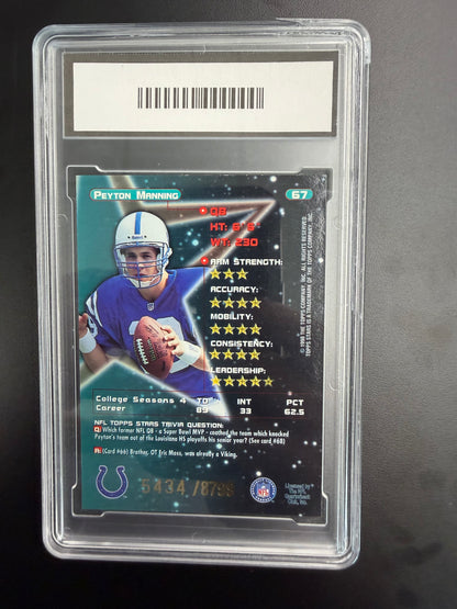 1998 Topps Stars Peyton Manning 5434/8799 Red Rookie GMA 9
