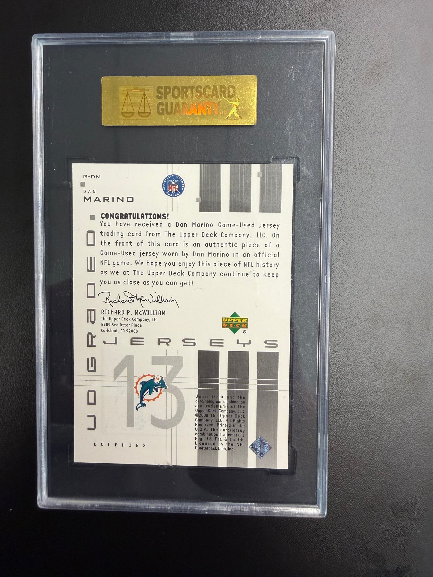 2000 UD Graded G-DM Dan Marino Jersey SGC 8.5