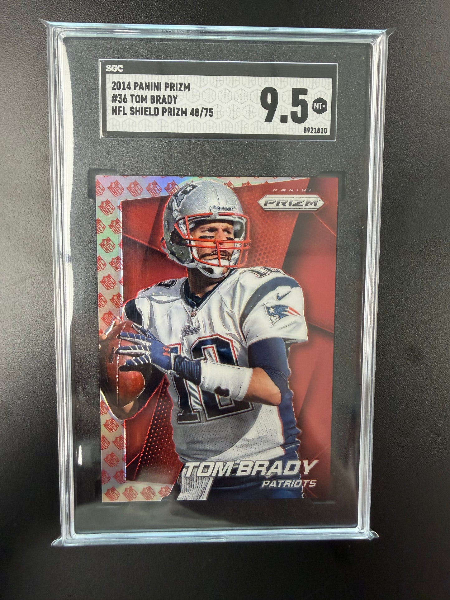 2014 Panini Prizm Tom Brady NFL Shield Prizm 48/75 #36 SGC 9.5