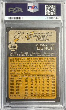 1973 TOPPS JOHNNY BENCH #380 PSA 7