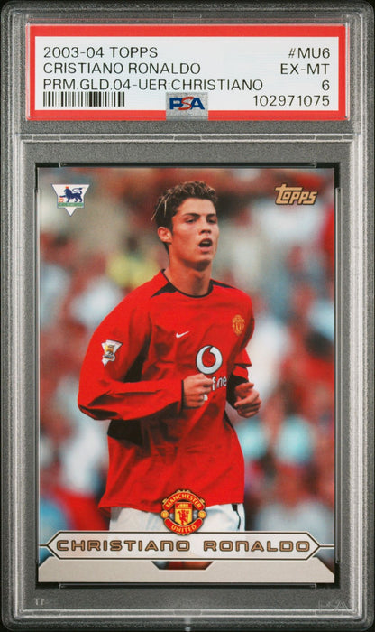 2003-04 Topps Premier Gold 04 #MU6 Cristiano Ronaldo Uer: First Name "christiano" PSA 6