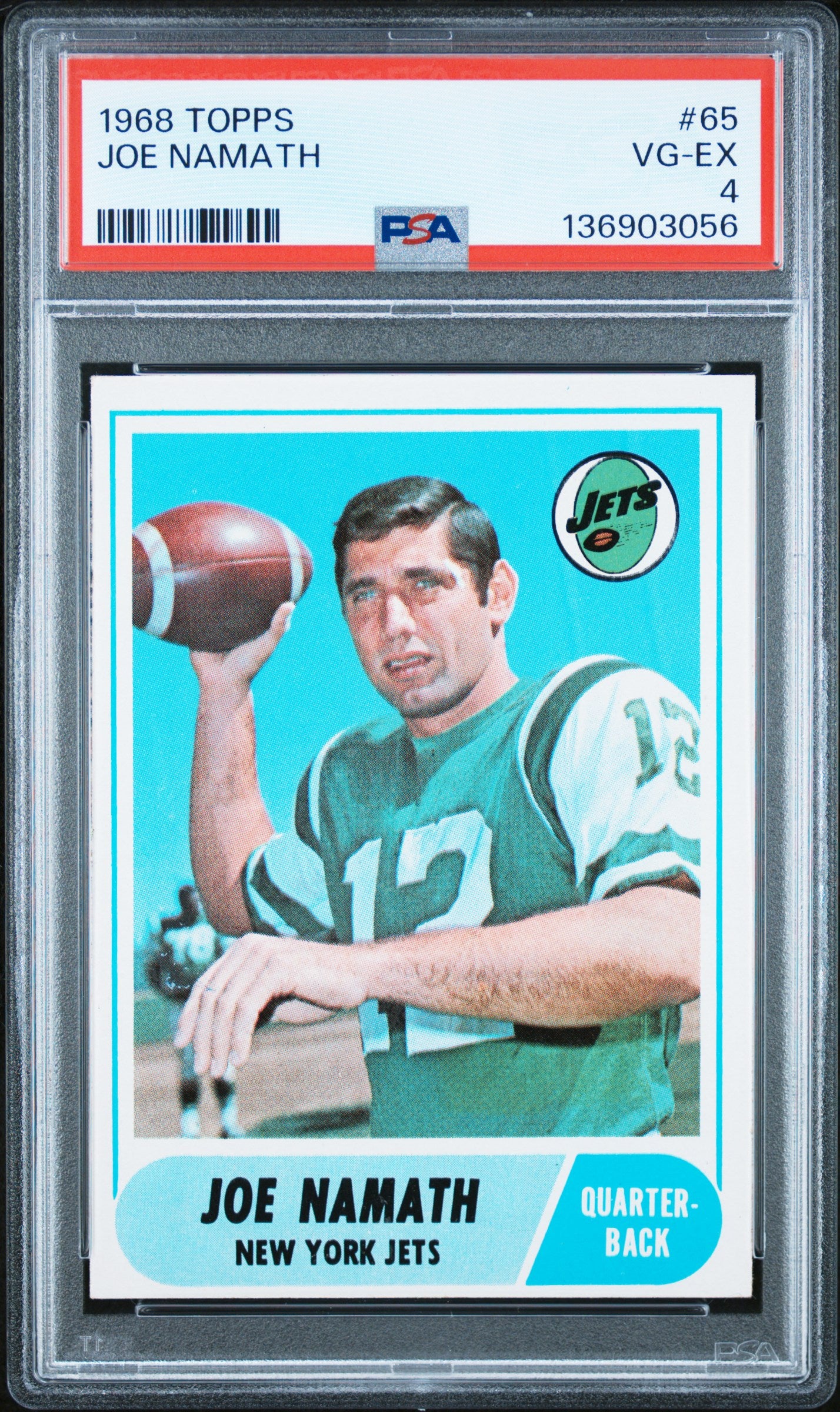 1968 Topps Joe Namath #65 PSA 4