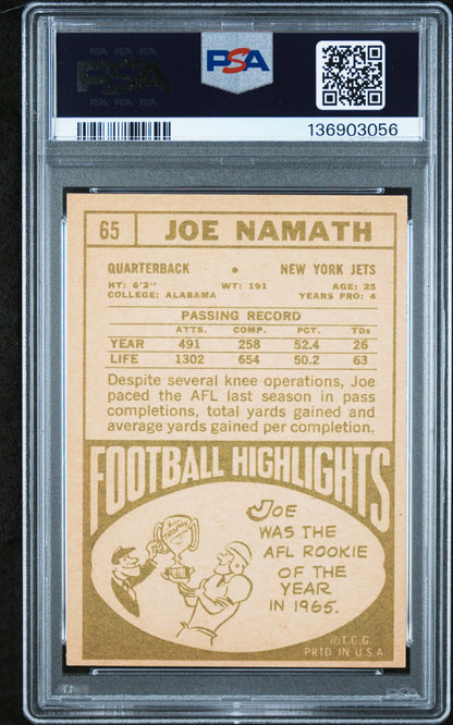 1968 Topps Joe Namath #65 PSA 4