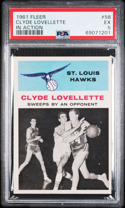 1961 Fleer #58 Clyde Lovellette in Action PSA 5