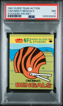 1981 Fleer Team Action Stickers Cincinnati Bengals Stickers-Helmet PSA 7