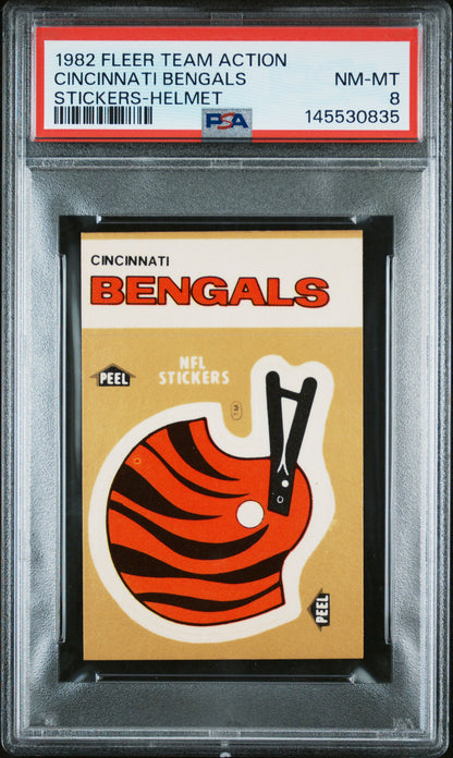 1982 Fleer Team Action Stickers Cincinnati Bengals Stickers-Helmet PSA 8