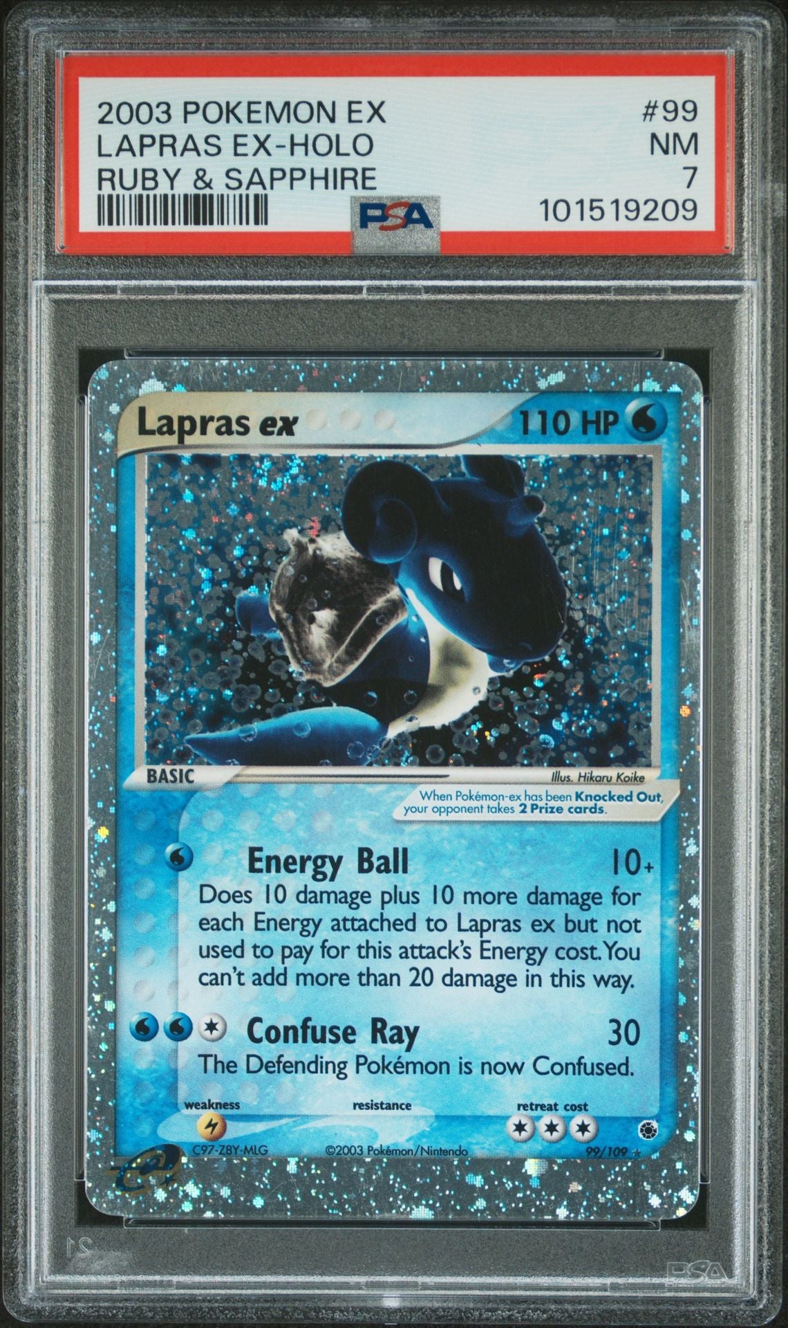 2003 Pokemon Ex Ruby & Sapphire #99 Lapras Ex-Holo PSA 7