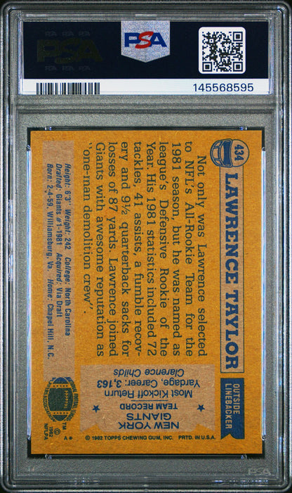 1982 Topps Lawrence Taylor Base #434 PSA 8