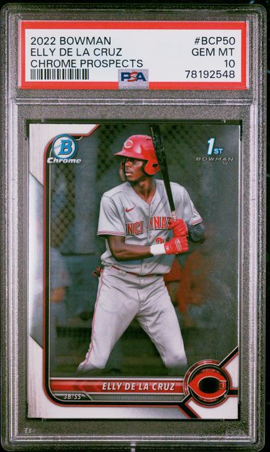 2022 BOWMAN CHROME PROSPECTS ELLY DE LA CRUZ CHROME PROSPECTS #BCP50 PSA 10