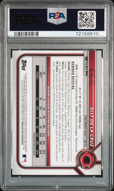 2022 BOWMAN MEGA BOX CHROME ELLY DE LA CRUZ CHROME #50 PSA 8