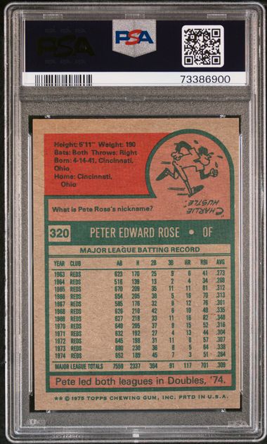 1975 TOPPS PETE ROSE #320 PSA 7