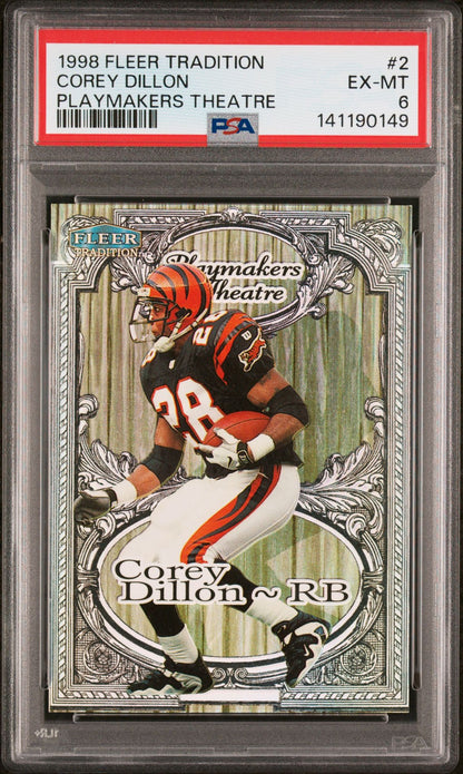 1998 Fleer Tradition Playmakers Theatre Corey Dillon Playmakers Theatre #2 PSA 6