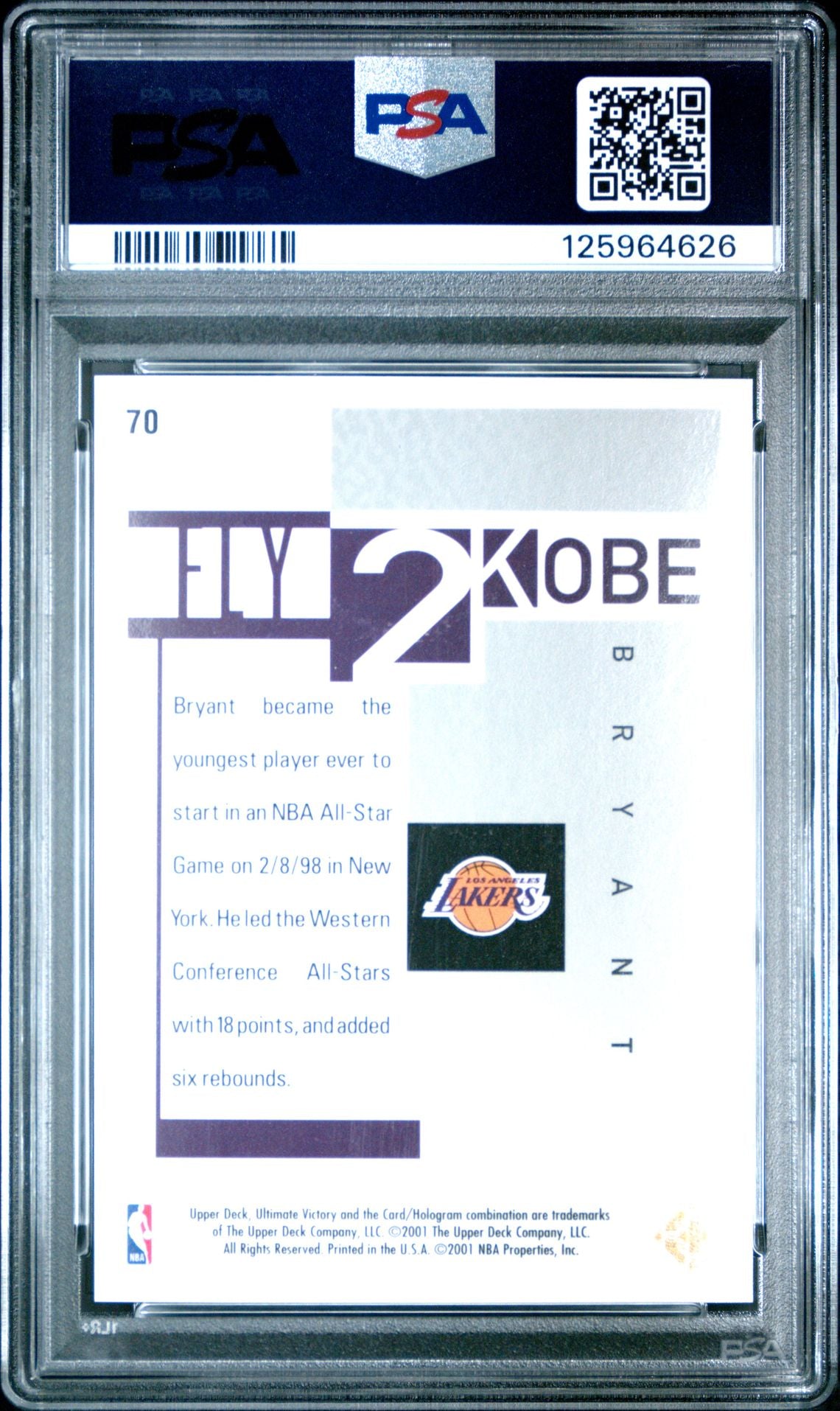 2000 Ultimate Victory #70 Kobe Bryant Ultimate Collection 83/100 PSA 9