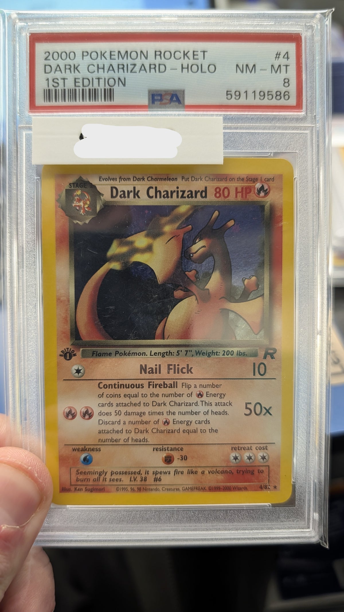 2000 POKEMON ROCKET DARK CHARIZARD-HOLO 1ST EDITION #4 PSA 8