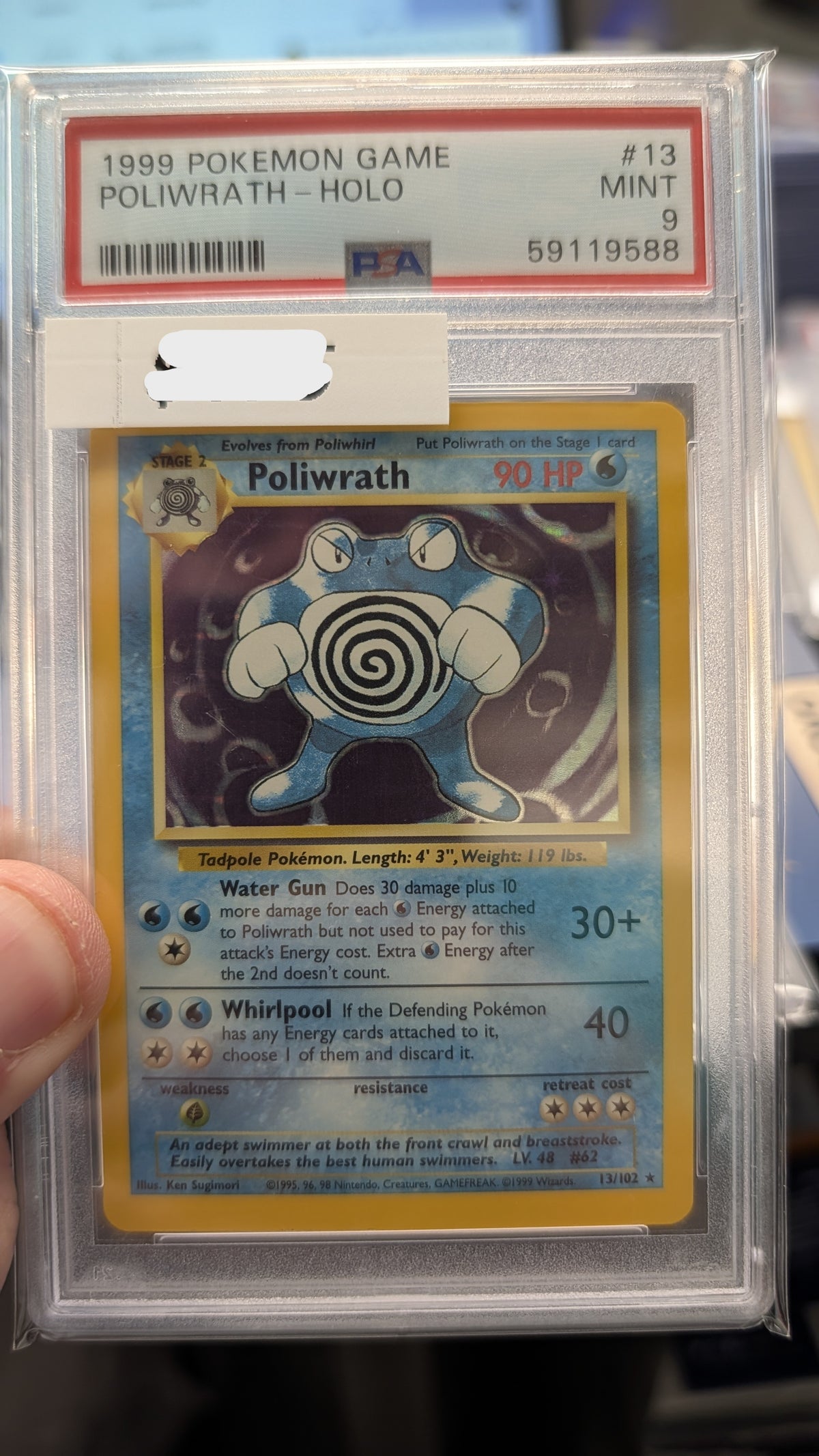 1999 POKEMON GAME POLIWRATH-HOLO #13 PSA 9