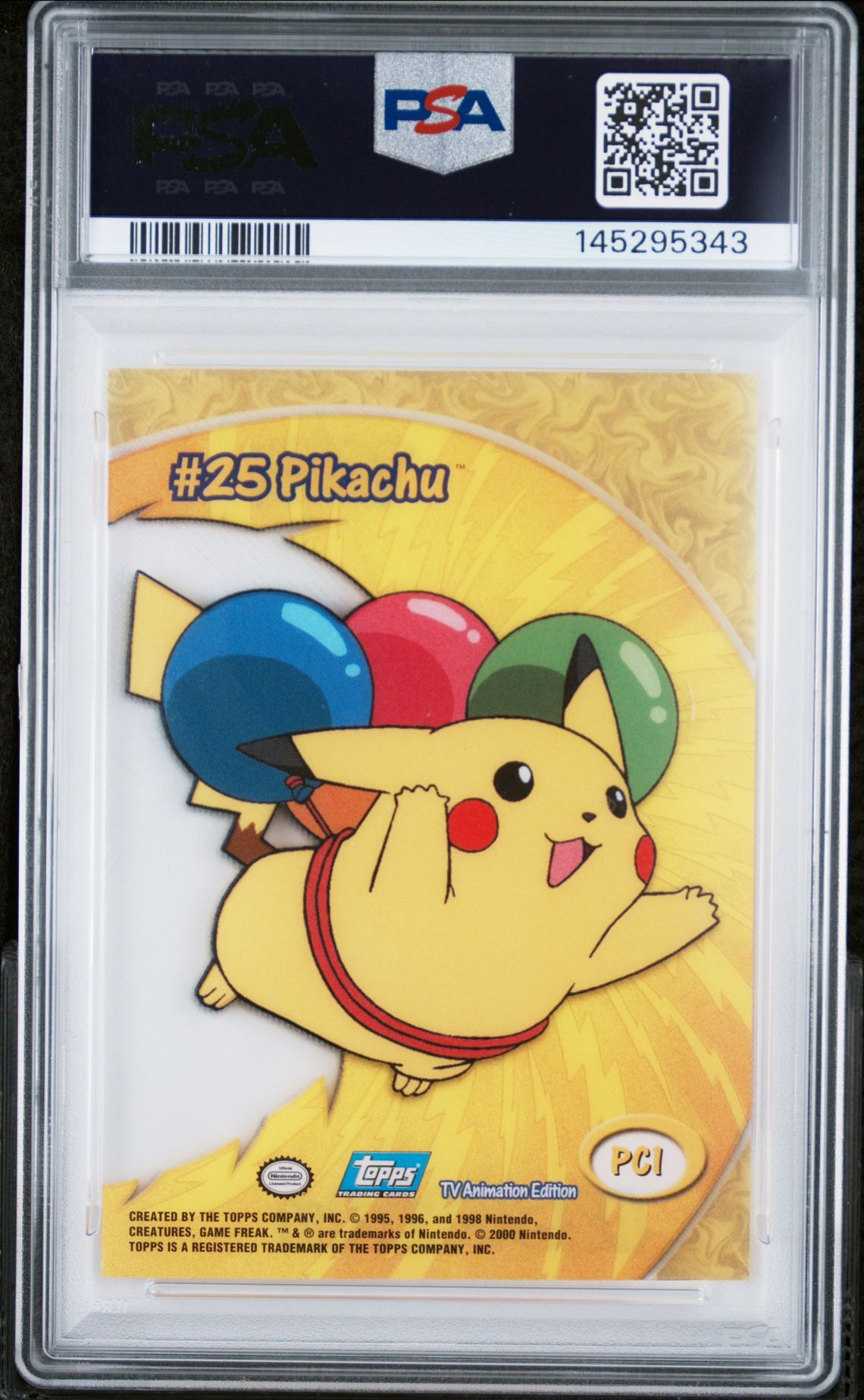 2000 Topps Pokemon Tv Animation Clear Cards Pikachu Tv Animation Clear Cards #PC1 PSA 9