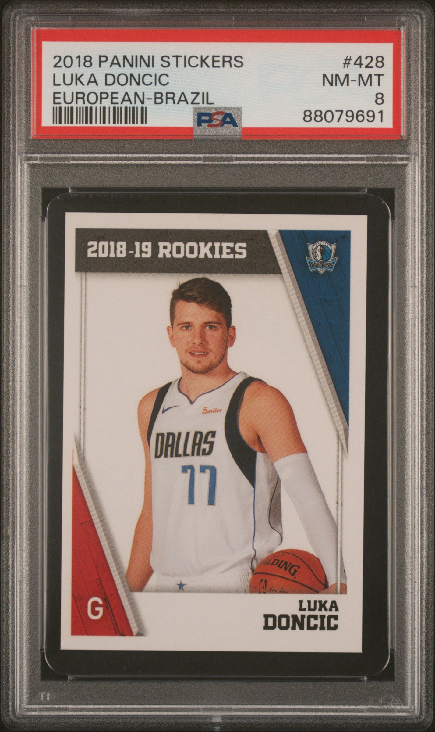 2018 Panini Stickers European #428 Luka Doncic Brazil PSA 8