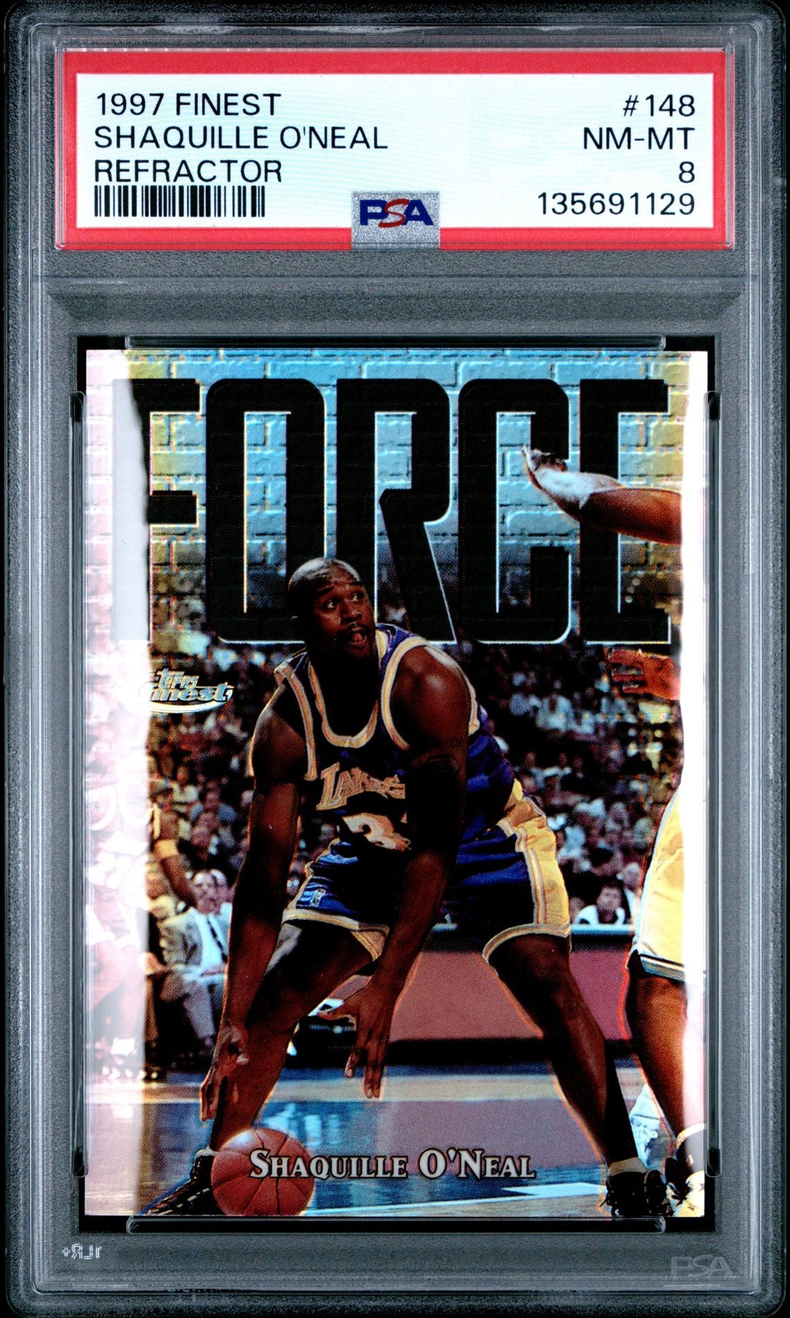 1997 Finest #148 Shaquille O'neal Refractor 523/1090 PSA 8