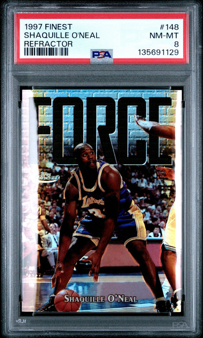 1997 Finest #148 Shaquille O'neal Refractor 523/1090 PSA 8