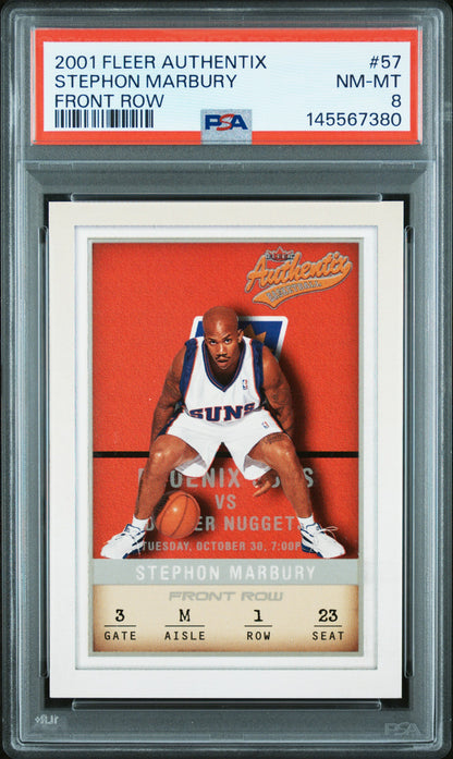 2001 Fleer Authentix #57 Stephon Marbury Front Row 038/100 PSA 8