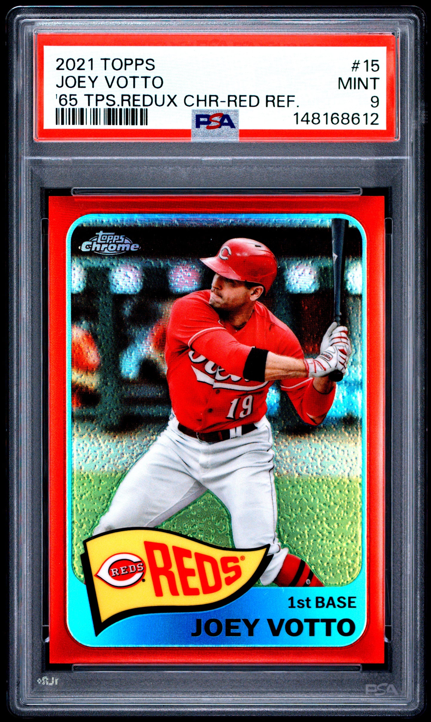 2021 Topps 1965 Topps Redux Chrome Joey Votto Red Refractor #15 PSA 9