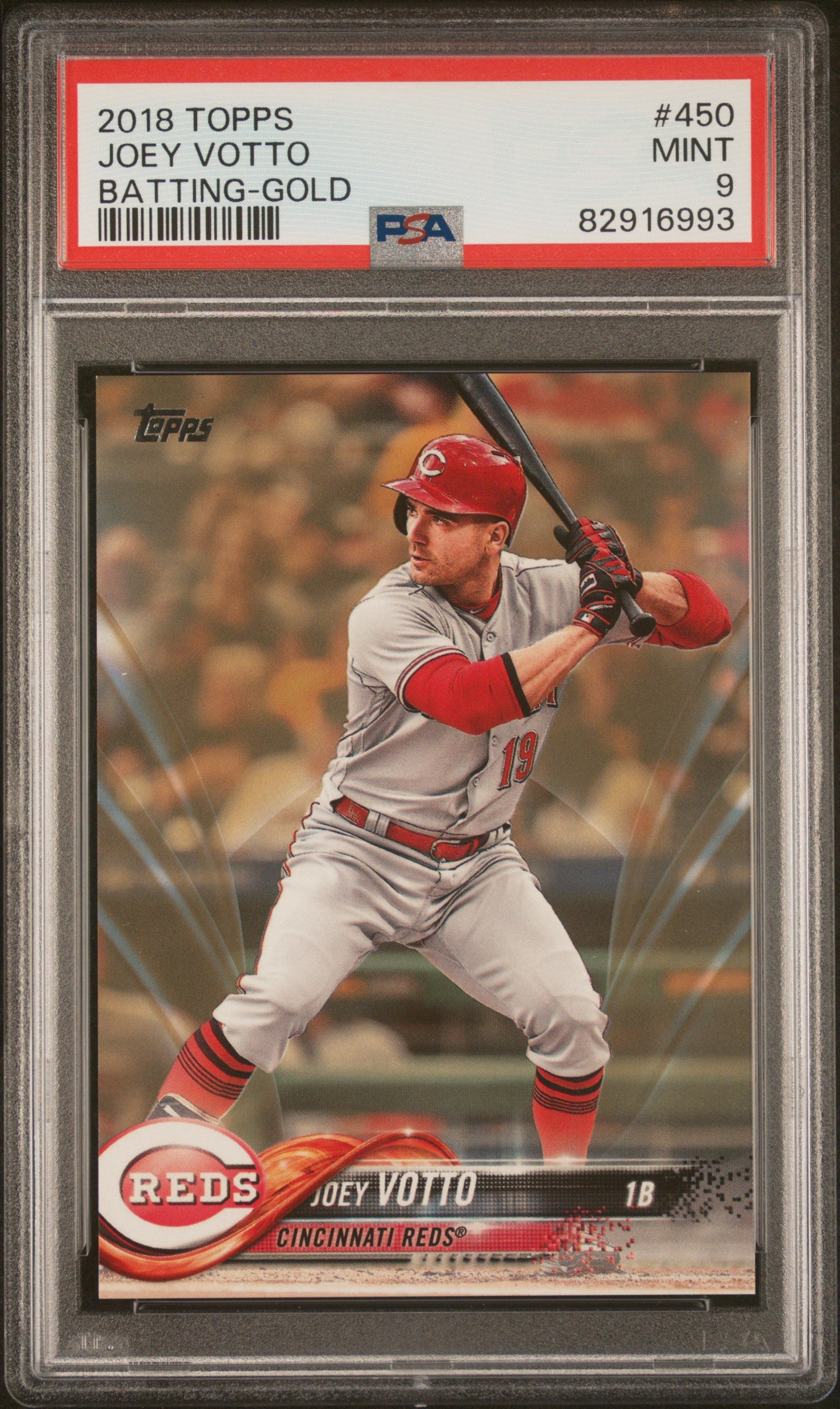 2018 Topps Joey Votto Batting-Gold #450 PSA 9