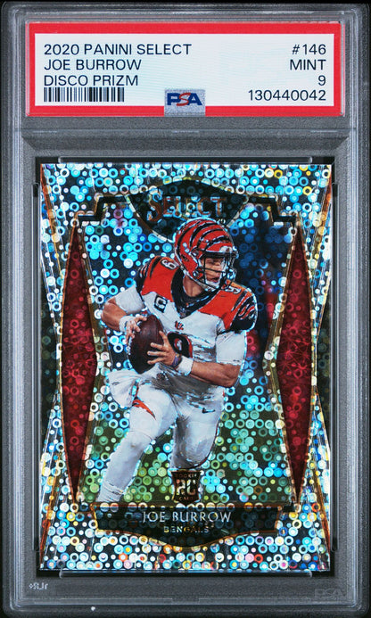 2020 Panini Select Joe Burrow Disco Prizm #146 PSA 9