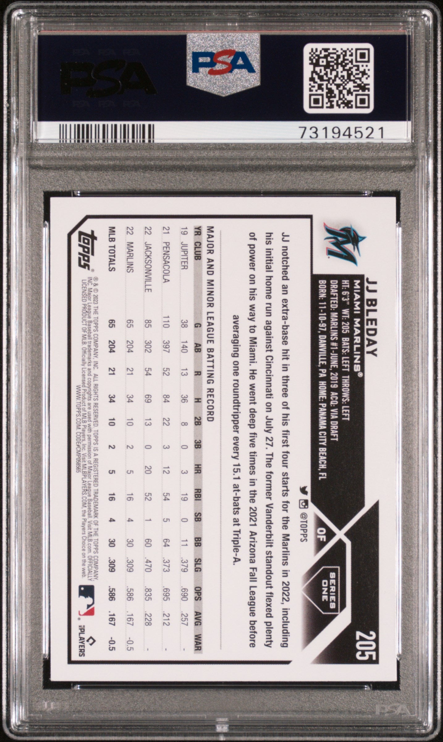 2023 Topps Jj Bleday #205 PSA 10