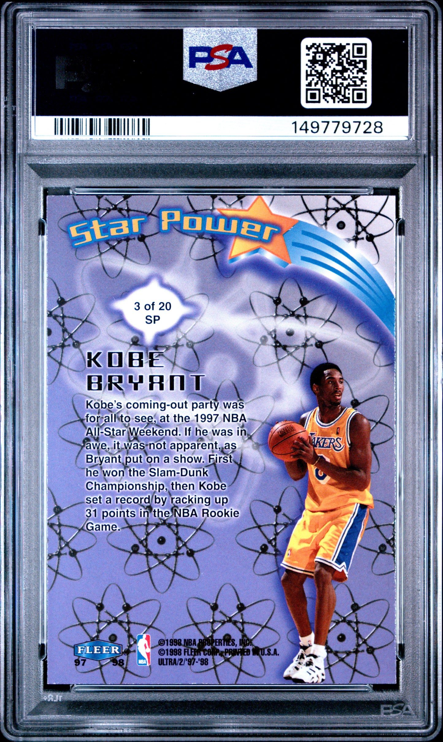 1997 Ultra Star Power #3 Kobe Bryant PSA 8