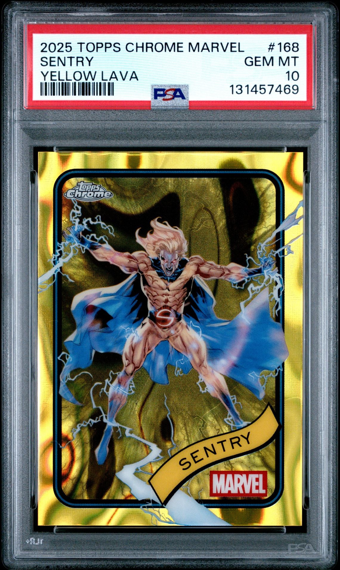 2025 Topps Chrome Marvel #168 Sentry Yellow Lava PSA 10