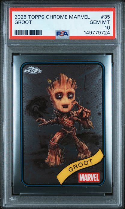 2025 Topps Chrome Marvel #35 Groot PSA 10